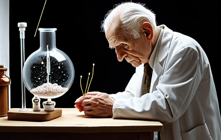 A visual representation of Karl Popper's philosophy, contrasting traditional scientific methods (observation-based) with his proposed method (problem-solving and falsification). The image should depict a scientist thoughtfully considering a problem, juxtaposed with symbols of traditional observation, highlighting the shift in scientific approach.