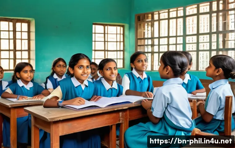 포퍼의 반증주의와 과학 방법론 - A detailed and vibrant classroom scene in a Bengali school where a diverse group of children attenti...